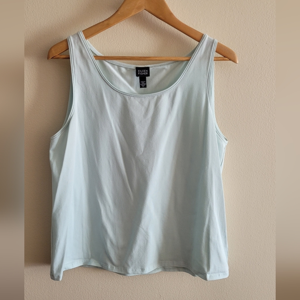 Eileen Fisher organic cotton + stretch tank top Women's XL, coastal mint